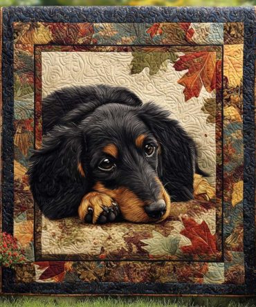 Dachshund Fall Parade Quilted Blanket