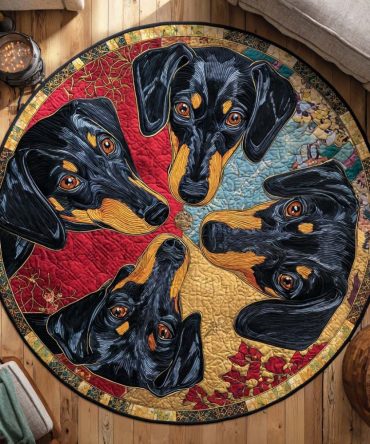 Dachshund Harmony Quilted Round Mat