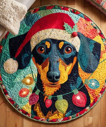 Dachshund Holiday Quilted Round Mat