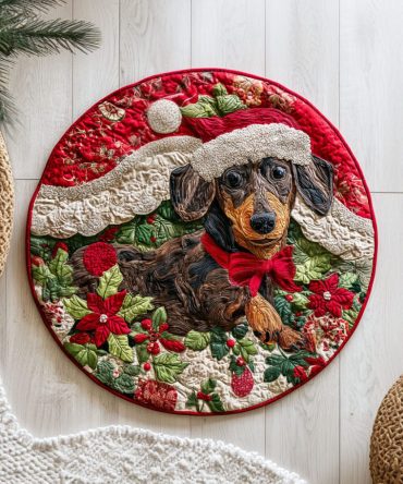 Dachshund Joyful Quilted Round Mat