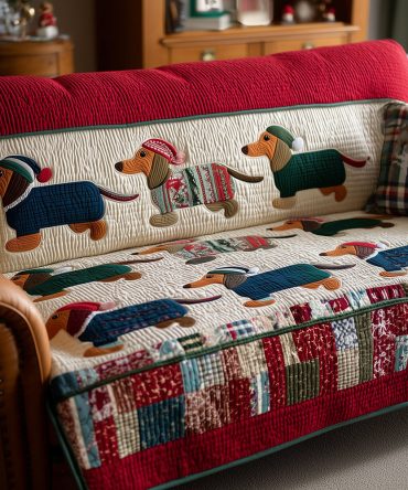 Dachshund Pajama Jam Quilted Sofa Cover