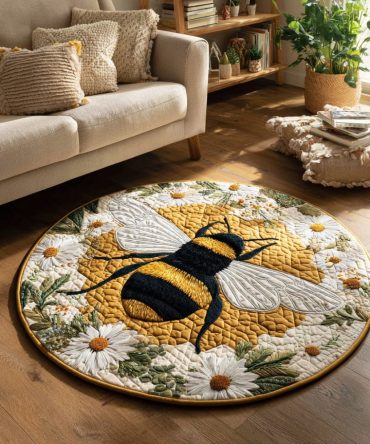 Daisy Bee Quilted Round Mat