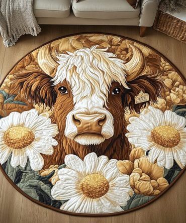 Daisy Cow Quilted Round Mat