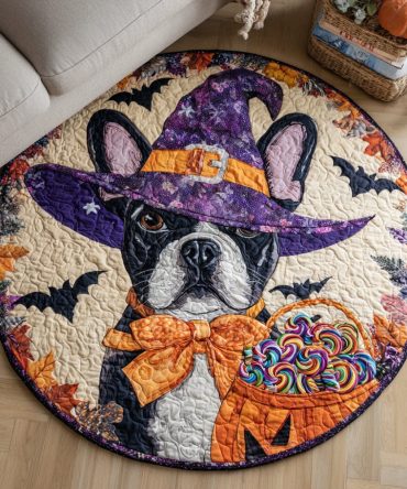 Dapper French Bulldog Quilted Round Mat