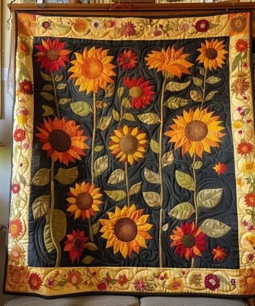 Dappled Sunflower Harmony Quilted Blanket