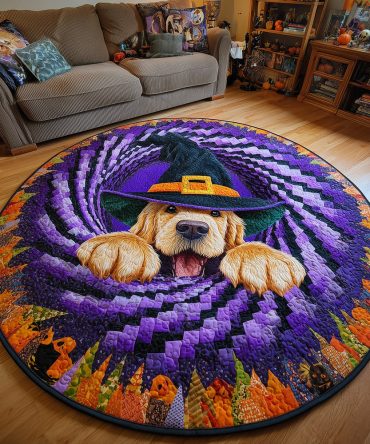 Dark Retriever Quilted Round Mat