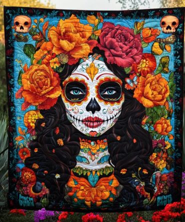 Day Of The Dead Catrina Quilted Blanket