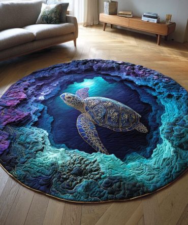 Deep Blue Drift Quilted Round Mat