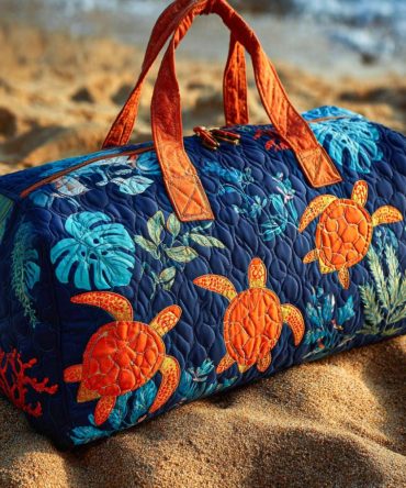 Deep Blue Quilted Duffle Bag