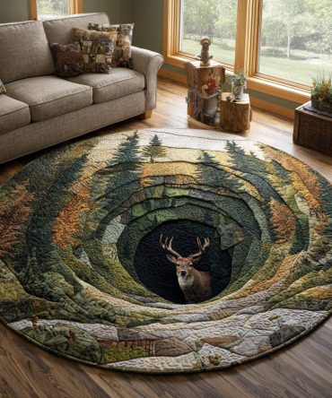 Deer Majesty Quilted Round Mat