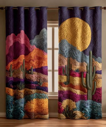 Desert Cactus Dusk Quilted Curtains