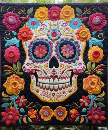 Dia De Los Muertos Quilted Blanket
