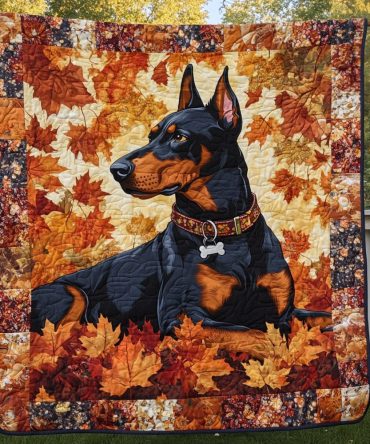 Doberman Watch Quilted Blanket
