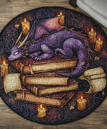Dragon Book Quilted Round Mat