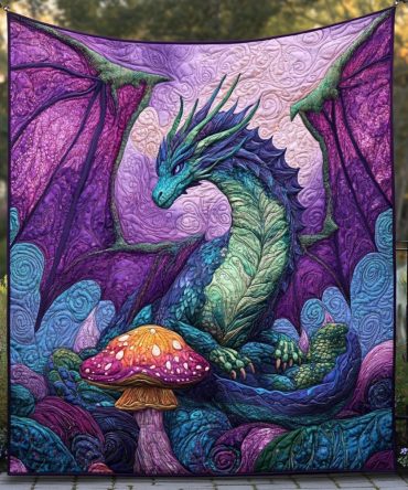 Dragon Landing Quilted Blanket