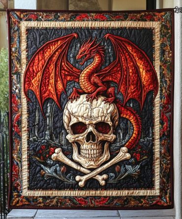 Dragon Skull Throne Quilted Blanket
