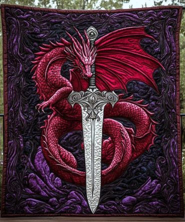 Dragon Sword Quilted Blanket