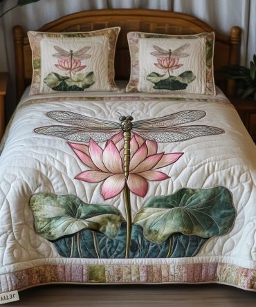 Dragonfly Bloom 3-Piece Quilted Bedding Set