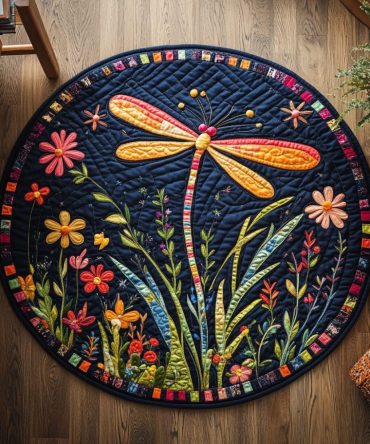 Dragonfly Dusk Quilted Round Mat