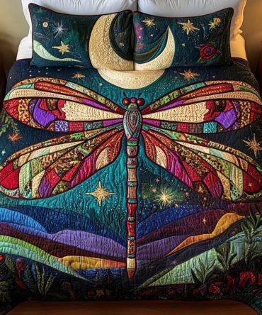 Dragonfly Glow 3-Piece Quilted Bedding Set