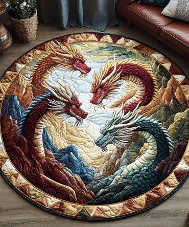 Dragons Fury Quilted Round Mat