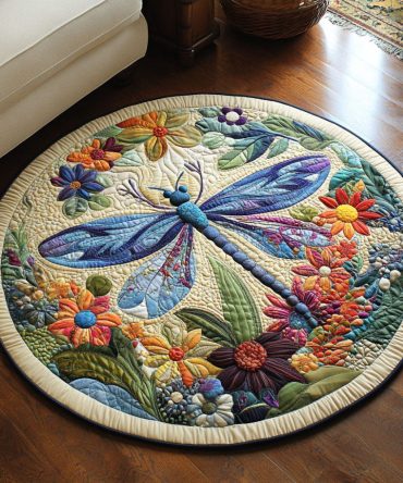 Dreamcatcher Dragonfly Quilted Round Mat