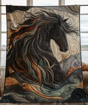Dynamic Horse Design Quilted Blanket