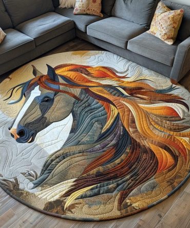 Dynamic Horse Quilted Round Mat