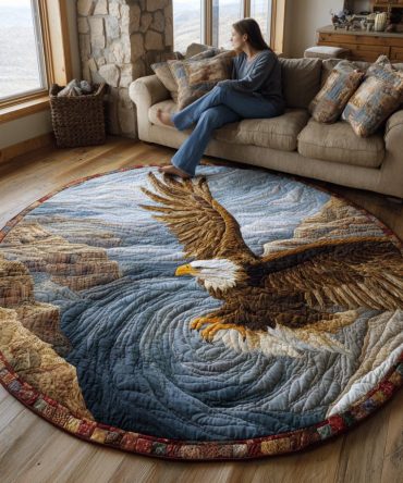 Eagle Guardian Quilted Round Mat
