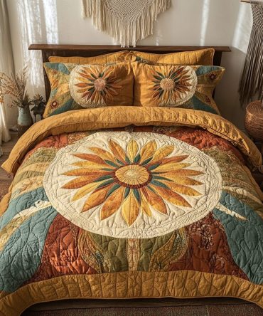 Earthy Sunrise 3-Piece Quilted Bedding Set