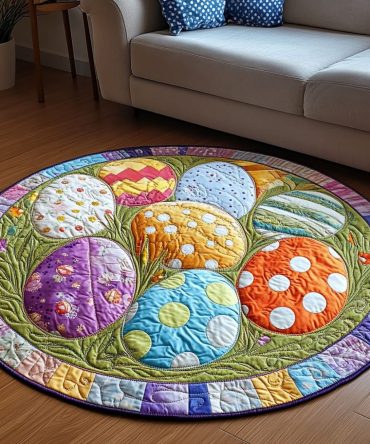 Egg Patterns Quilted Round Mat