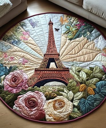 Eiffel Elegance Quilted Round Mat