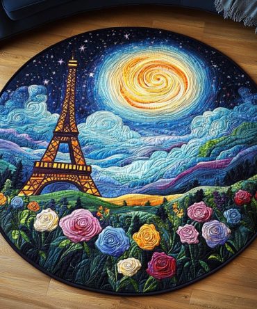 Eiffel Glow Quilted Round Mat