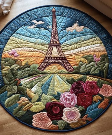 Eiffel Tower Views Quilted Round Mat