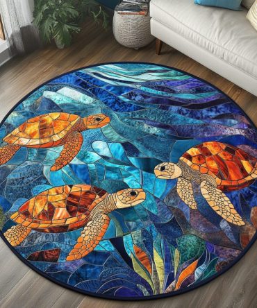 Elegant Turtle Quilted Round Mat