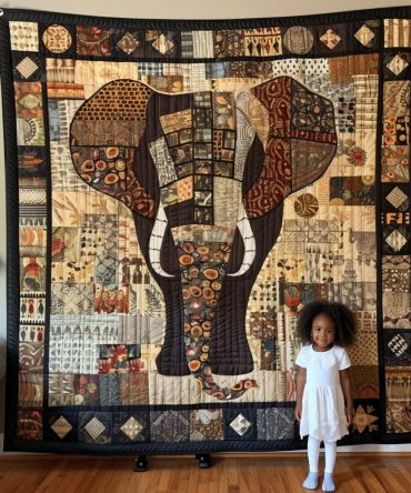 Elephant Forest Quilted Blanket