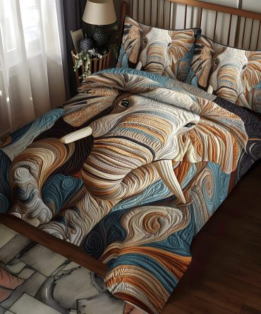 Elephant Grace 3-Piece Quilted Bedding Set