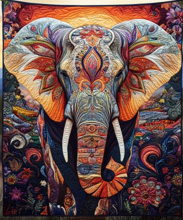 Elephant Of The Sun Quilted Blanket