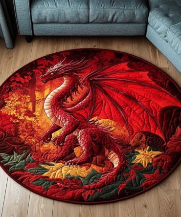 Emerald Flame Quilted Round Mat
