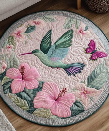 Emerald Flutter Quilted Round Mat