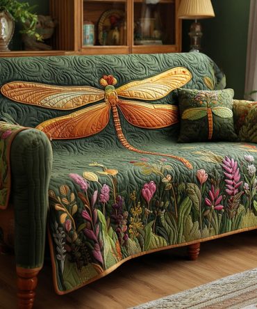 Emerald Meadow Quilted Sofa Cover