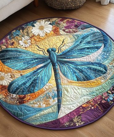 Enchanted Breeze Dragonfly Quilted Round Mat