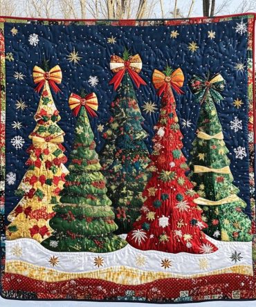 Enchanted Christmas Night Quilted Blanket