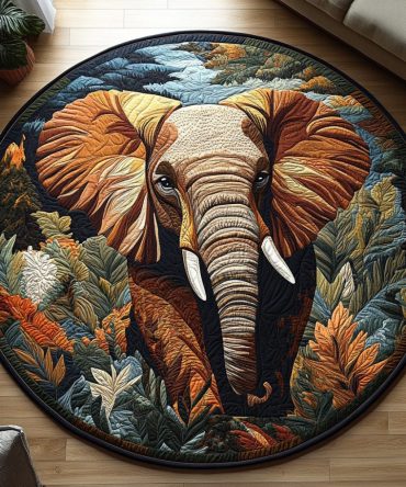 Enchanted Elephant Quilted Round Mat