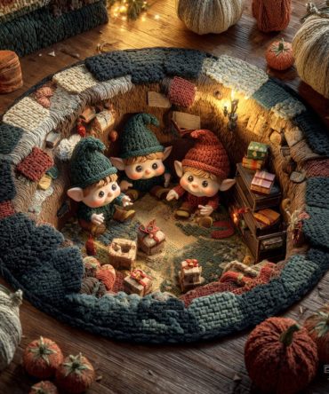 Enchanted Elf Workshop Quilted Round Mat