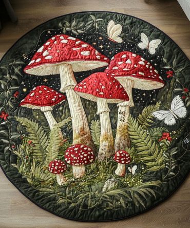 Enchanted Fungi Forest Quilted Round Mat