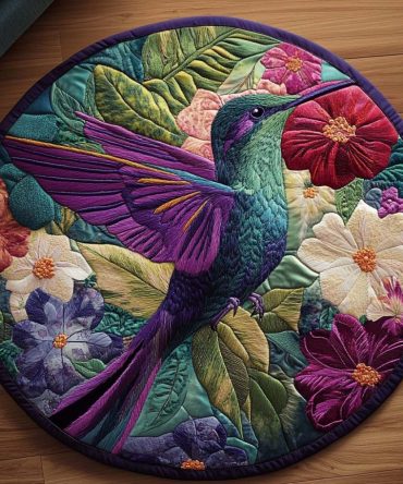 Enchanted Hummingbird Whirl Quilted Round Mat