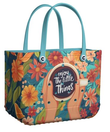 Vibrant Floral Tote Bag - 'Enjoy The Little Things' Design , Stylish & Spacious For Everyday Use