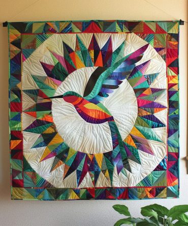 Ethereal Hummingbird Quilted Blanket