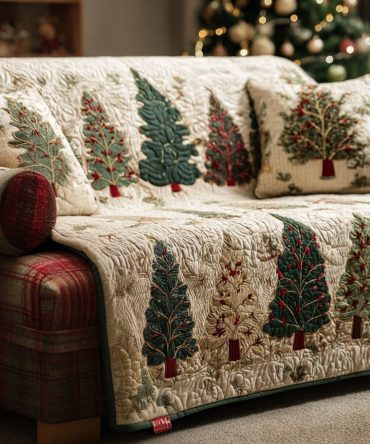 Evergreen Charm Quilted Sofa Cover